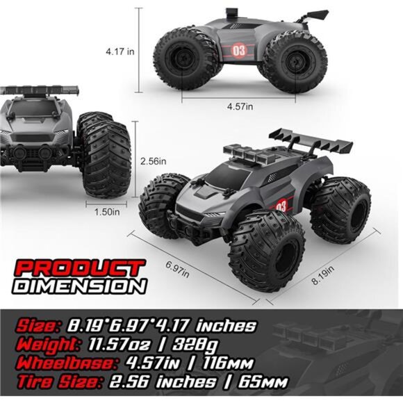 Remote Control Car - 20km/h 1:18 High Speed RC Cars Offroad with RBC &Headlights - Picture 6 of 7